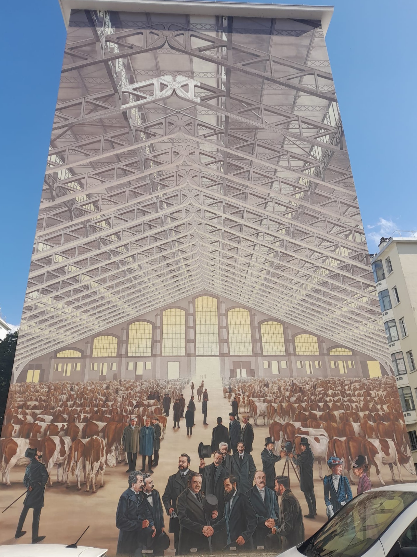 Fresque abattoirs de la Mouche (aujourd'hui hall Tony Garnier)